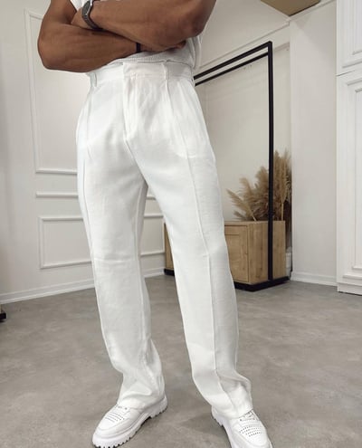 Tencel Kumaş Bol Pantolon Beyaz