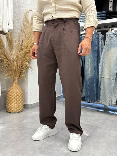 We11 Bol Kalıp Tencel Kumaş Pantolon Kahverengi