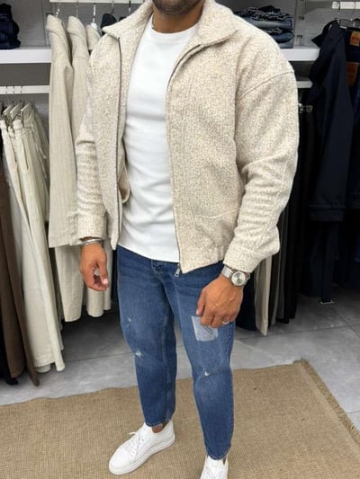 Yep Peluş Ceket Ekru