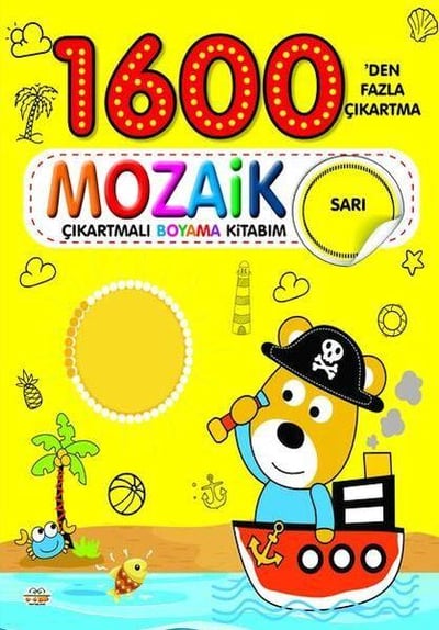 1600 Mozaik Çıkartmalı Boyama Kitabım Sarı Kitap