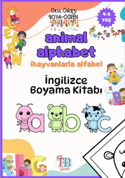 Animal Alphabet (Hayvanlarla Alfabe) Boyama Kitabı
