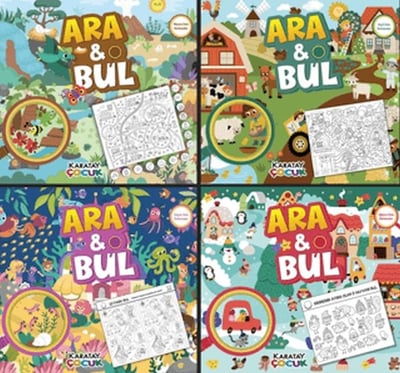 Ara ve Bul / Gizli Resimleri Bul-4'lü Seri (Macera-Keşif-Sürpriz-Eğlence Dolu Bulmacalar)