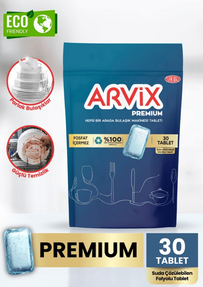 ARVIX BULAŞIK MAKİNESİ DETERJANI TABLET PREMIUM 30 LU
