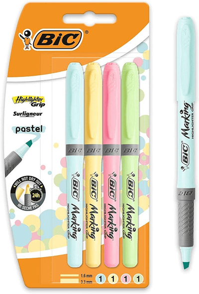 BIC FOSFORLU KALEM BRITE LINER GRIP SET 4 LÜ PASTEL BLS. 964859