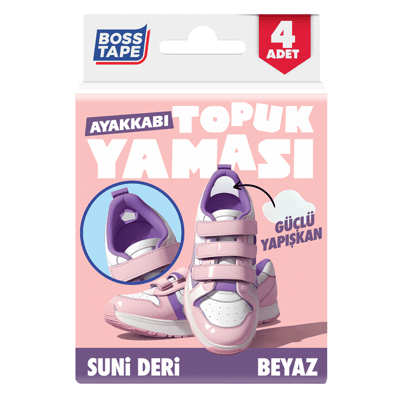 BOSS TAPE AYAKKABI TOPUK YAMASI SUNİ DERİ 4 ADET BEYAZ BT-07003