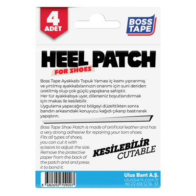 BOSS TAPE AYAKKABI TOPUK YAMASI SUNİ DERİ 4 ADET SİYAH BT-07005