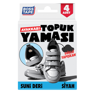 BOSS TAPE AYAKKABI TOPUK YAMASI SUNİ DERİ 4 ADET SİYAH BT-07005
