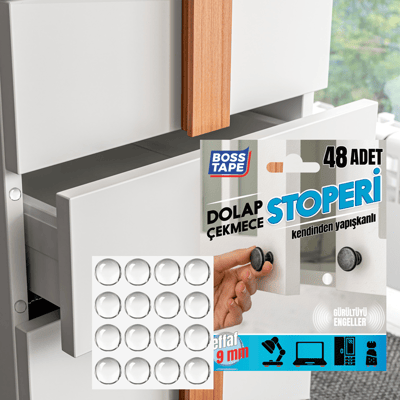 BOSS TAPE DOLAP STOPERİ 9 MM 48 ADET BT-03010
