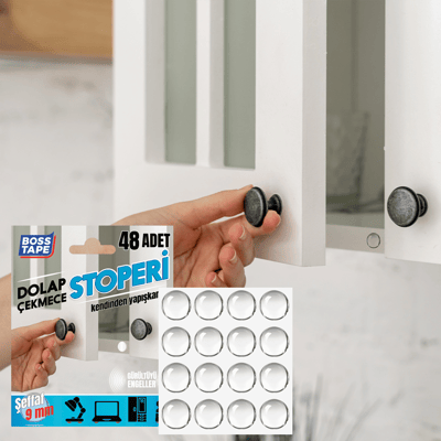 BOSS TAPE DOLAP STOPERİ 9 MM 48 ADET BT-03010