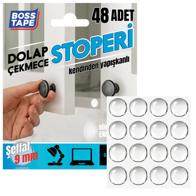 BOSS TAPE DOLAP STOPERİ 9 MM 48 ADET BT-03010