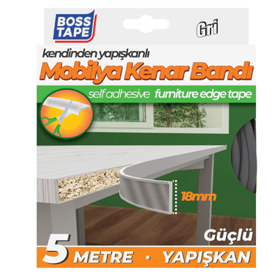 BOSS TAPE MOBİLYA KENAR BANDI 18 MM x 5M GRİ BT-03029