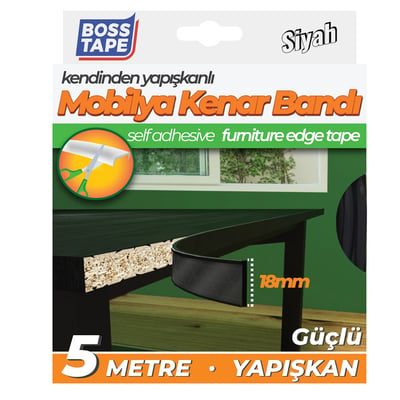 BOSS TAPE MOBİLYA KENAR BANDI 18 MM x 5M SİYAH BT-03031