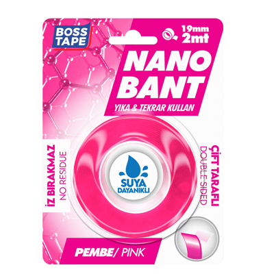 BOSS TAPE NANO BANT-MAGIC TAPE 19 MM x 2M PEMBE BLS. BT-01033