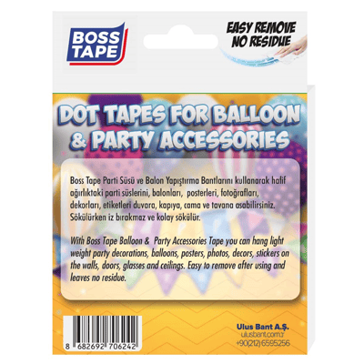 BOSS TAPE ÖZEL BANT PARTİ SÜSÜ & BALON YAPIŞTIRMA BANDI 10 MM YUVARLAK BT-05017