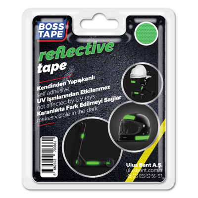 BOSS TAPE REKLEFTİF BANT 35 MM x 1.5M FOSFORLU YEŞİL BT-09005