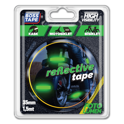 BOSS TAPE REKLEFTİF BANT 35 MM x 1.5M FOSFORLU YEŞİL BT-09005