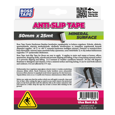 BOSS TAPE ZEMİN KAYDIRMAZ BANT İÇ VE DIŞ MEKAN 50 MM x 25M BT-10003