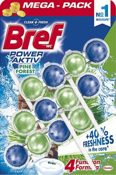 BREF KLOZET KOKUSU POWER AKTIV ÜÇLÜ 12 TOP ÇAM 150 GR