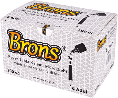 BRONS BEYAZ TAHTA KALEMİ  MÜREKKEBİ 100 CC SİYAH BR-353