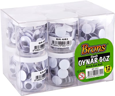 BRONS OYNAR GÖZ SİYAH-BEYAZ 12 MM BR-682