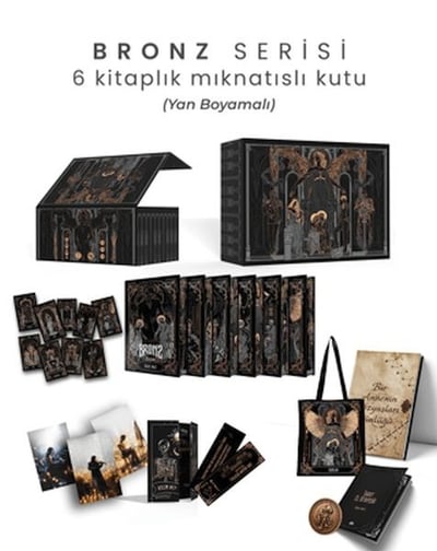 Bronz Serisi 6 Kitaplık Mıknatıslı Kutu - Yan Boyamalı (Ciltli)