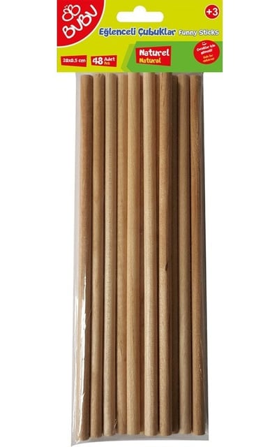 Bu-Bu Eğlenceli Çubuklar Natürel 20X0,5Cm 48'Li Hs0018