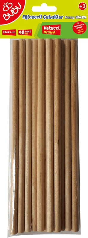 BU-BU EĞLENCELİ ÇUBUKLAR NATÜREL 20x0,5CM 48'Lİ HS0018