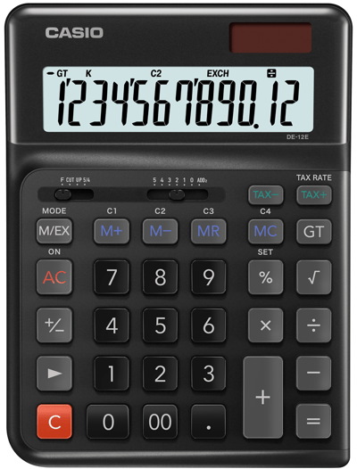 CASIO HESAP MAKİNESİ MASAÜSTÜ DE-12E-BK-W-DP
