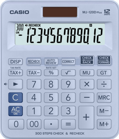 CASIO HESAP MAKİNESİ MASAÜSTÜ MJ-120DPLUS 12 HANE AÇIK MAVİ