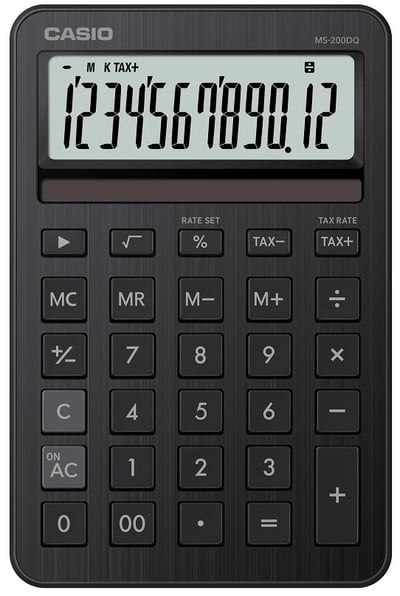 CASIO HESAP MAKİNESİ MASAÜSTÜ MS-200DQ-BK-W-DP