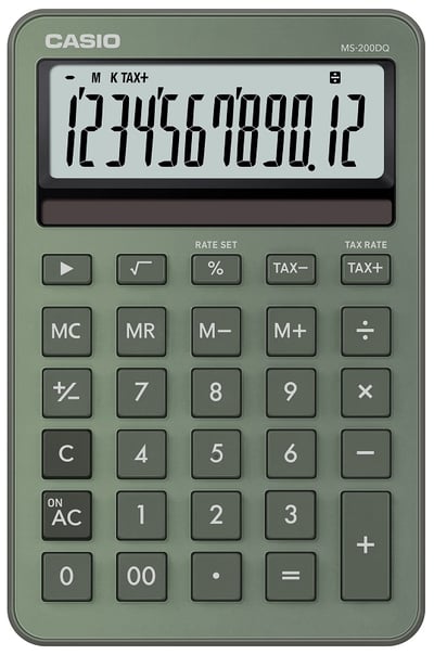CASIO HESAP MAKİNESİ MASAÜSTÜ MS-200DQ-GN-W-DP