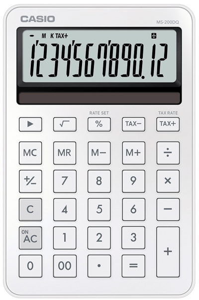CASIO HESAP MAKİNESİ MASAÜSTÜ MS-200DQ-WE-W-DP