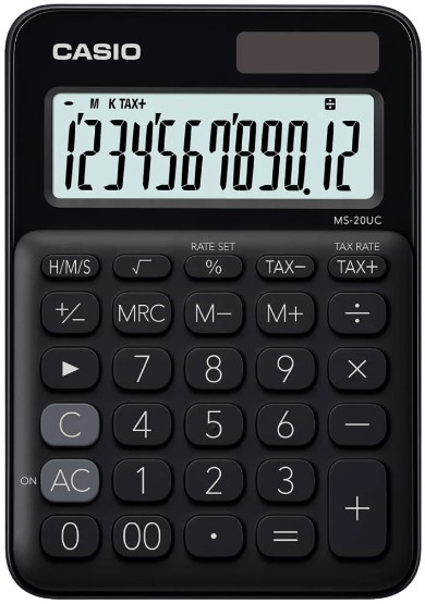 CASIO HESAP MAKİNESİ MASAÜSTÜ MS-20UC-BK 12 HANE