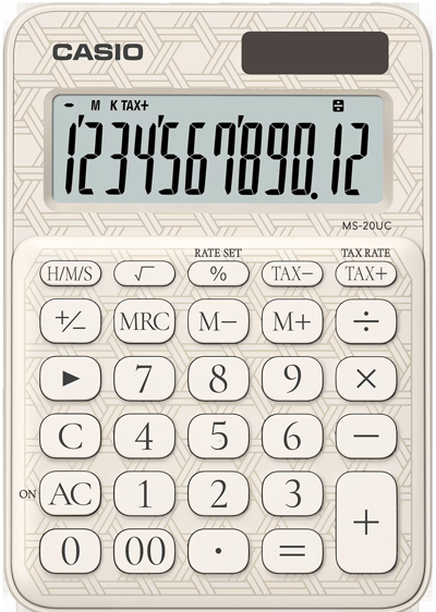 CASIO HESAP MAKİNESİ MASAÜSTÜ MS-20UC-JWE 12 HANE