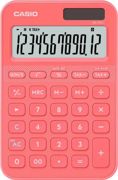 CASIO HESAP MAKİNESİ MASAÜSTÜ MS-20YC-CL-W-DP