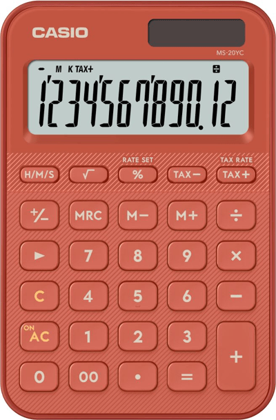 CASIO HESAP MAKİNESİ MASAÜSTÜ MS-20YC-RD-W-DP