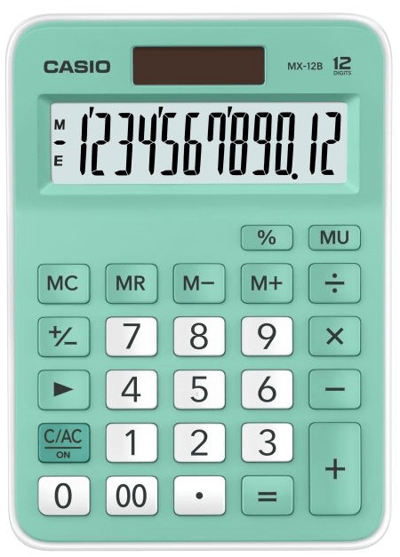 CASIO HESAP MAKİNESİ MASAÜSTÜ MX-12B-GN 12 HANE YEŞİL