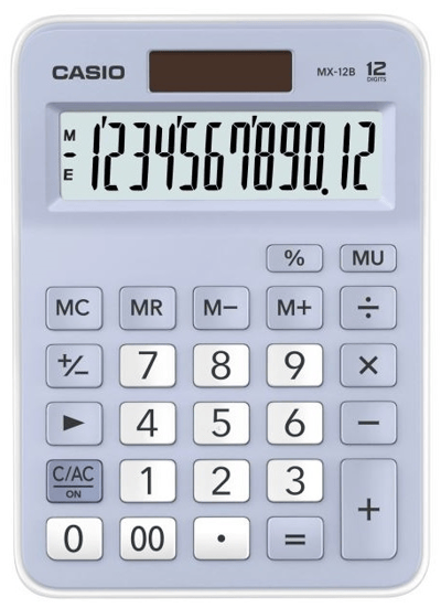 CASIO HESAP MAKİNESİ MASAÜSTÜ MX-12B-LB 12 HANE MAVİ