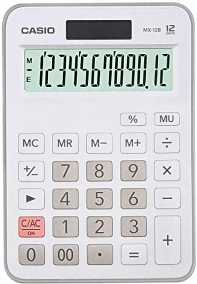 CASIO HESAP MAKİNESİ MASAÜSTÜ MX-12B-WE 12 HANE BEYAZ