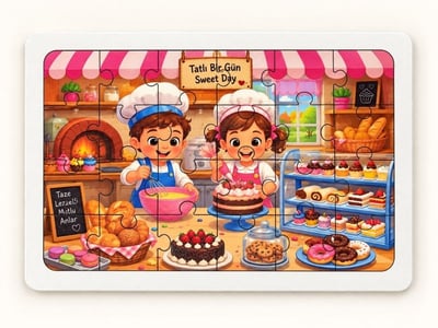 Çocuklar Mutfakta - Eğitici - 24 Parça Ahşap Puzzle