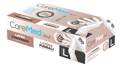 COREMED MUAYENE ELDİVENİ LATEKS PUDRALI TG 100 ADET (L)