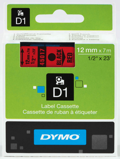 DYMO ŞERİT D1 12MM x 7MT KIRMIZI/SİYAH 720570 45017