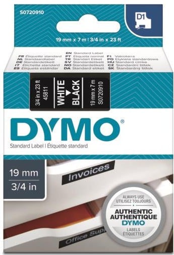 DYMO ŞERİT D1 19MM x 7MT SİYAH/BEYAZ 720910 45811