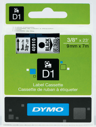 DYMO ŞERİT D1 9MM x 7MT ŞEFFAF/SİYAH 720670 40910