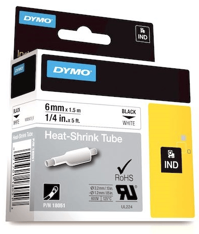 DYMO ŞERİT RHİNOPRO 6MM x 1.5MT BEYAZ/SİYAH 18051