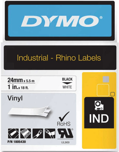 DYMO ŞERİT RHİNOPRO VİNİL 24MM x 5.5MT BEYAZ/SİYAH 1805430