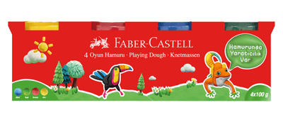 FABER OYUN HAMURU 4X100 KLASİK RENKLER (KIRMIZI,SARI,MAVİ,YEŞİL) 5170000041000