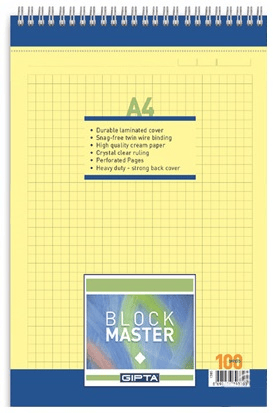 GIPTA BLOKNOT BLOCK MASTER A4 SPİRALLİ KARTON KAPAK 100 YP. ÇİZGİLİ 1382