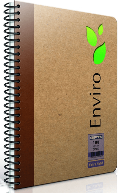GIPTA DEFTER ENVIRO 17x24 SPİRALLİ KRAFT SERT KAPAK 100 YP. KARELİ 1794