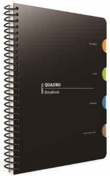 GIPTA DEFTER QUADRO A4 SPİRALLİ PP KAPAK 4 SEPERATÖRLÜ 150 YP. ÇİZGİLİ 5548